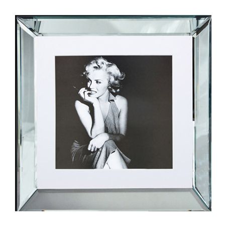 Marilyn Monroe Bild schwarz-weiß Wandbild Stay a While 40x40 im Rahmen Spiegelbilderrahmen