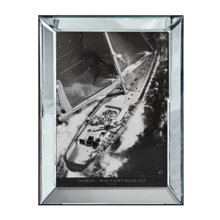 Wandbild Foto Schiff Tuamata Schwarz-weiß Bild 60x80 mit Spiegelrahmen