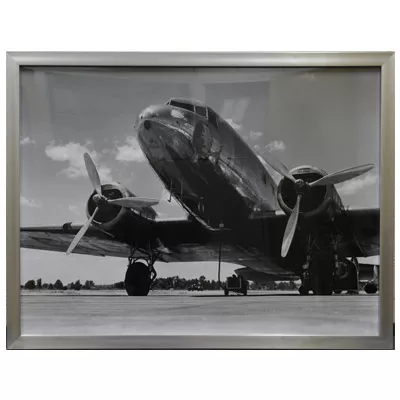 Bild Passagier Flugzeug schwarz-weiß Wandbild im Rahmen 90x120