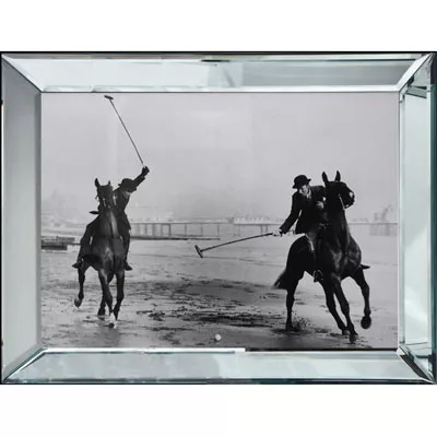 Bild 1935 Eastbourne Polospiel Schwarz-Weiß Foto im Spiegel Rahmen Wandbild 60x80