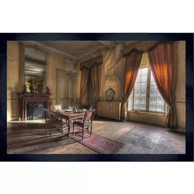 Vintage Bild Wohnzimmer mit Esstisch Wandbild Wohnzimmerdekoration 100x150 im Rahmen