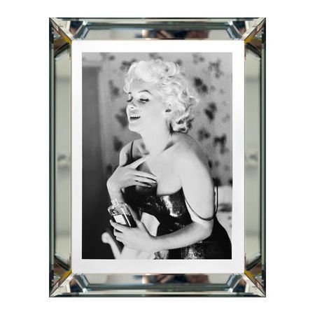 Bild Marilyn Monroe Chanel no. 5 Wandbild schwarz-weiß 60x80 im Rahmen Spiegelbilderrahmen