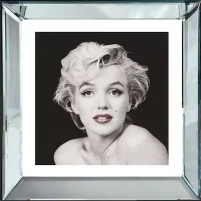Marilyn Monroe Red Lips Bild Wandbild schwarz-weiß Foto Wanddekoration 40x40