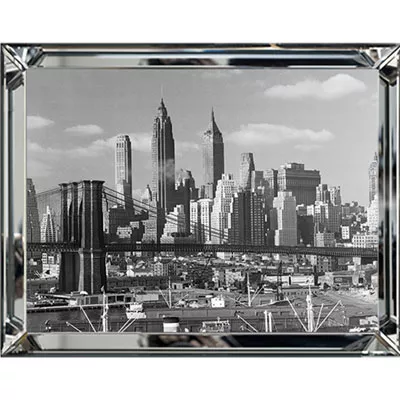 Bild Hochhäuser und Brücke Wandbild Vintage schwarz-weiß Foto 40x50