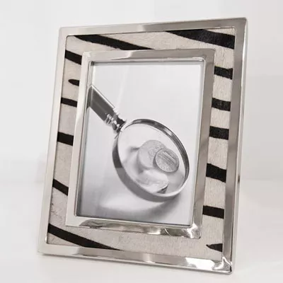 Zebra Bilderrahmen Fotorahmen mit Edelstahl Umrandung 12,5x17,5
