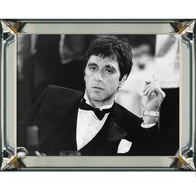 Wandbild Foto Schwarz weiß Al Pacino Sigaret 60x80 mit Bilderrahmen aus Glas