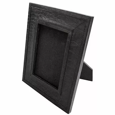Edler Croco Bilderrahmen schwarzes Leder Fotorahmen 12,5x17,5cm