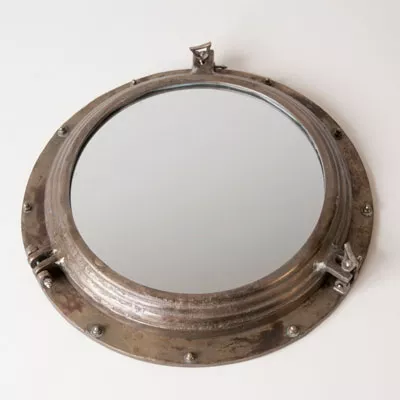 Vintage Spiegel Rund "Hafen" Wandspiegel aus Kupfer
