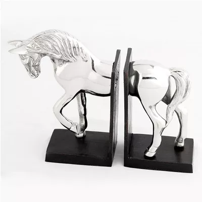 Moderne Buchstütze Pferd aus Edelstahl aus Aluminium und Nickel