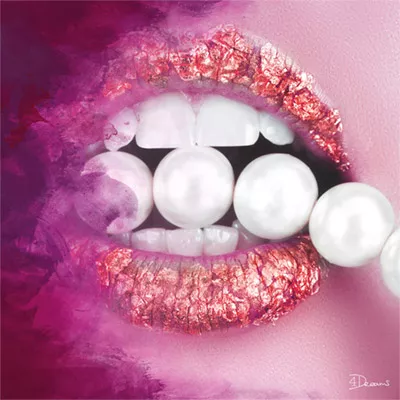 Moderne Fotowand Fashion Glamour Leinwand "Pink Pearls" pinkes Bild 80x80