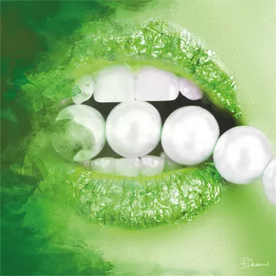 Moderne Fotowand Fashion Glamour Leinwand "Green Pearls" grünes Bild 80x80