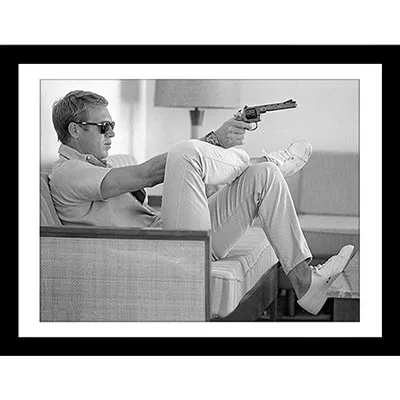 Wandbild Foto schwarz weiß Timelife Steve Mc Queen 70x90 im Bilderrahmen in schwarz