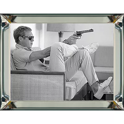 Bild Foto schwarz weiß Steve Mc Queen 60x80 im Bilderrahmen Spiegelbilderrahmen