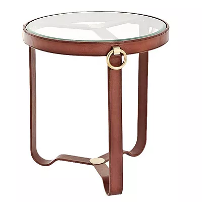 Tisch Stuhlassistent mit Leder Glastisch kleiner Tisch 51x51x56cm
