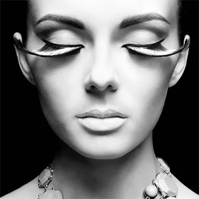 Leinwand Fotowand Schwarz-Weiß Wandbild "Wimpern" Fashion 100x100