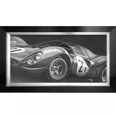 Vintage Racing Wandbild Wanddekoration schwarz-weiß II 38x76
