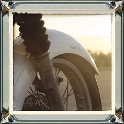Sunset Ride Motorrad Bild Wanddekoration mit Spiegelrahmen I 40x40