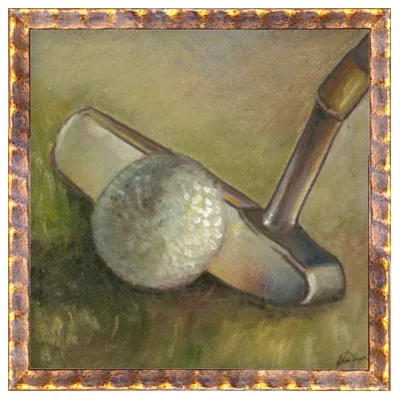 Wandbild Malerei Golfschläger mit Rahmen 30x30