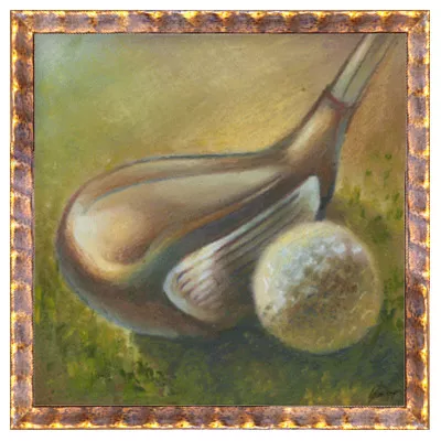 Bild Malerei Golfschläger quadratisch Wandbild mit Rahmen 30x30