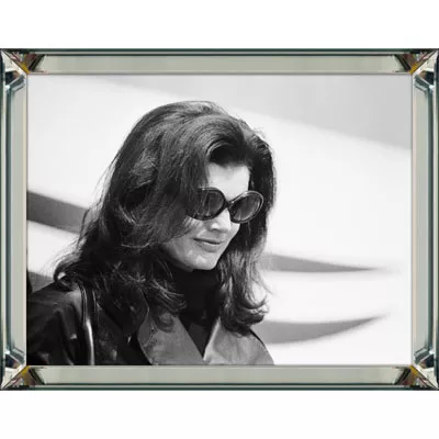 Wandbild Bilddekoration schwarz-weiß Foto Jackie Kennedy 80x60 im Bilderrahmen Pearl