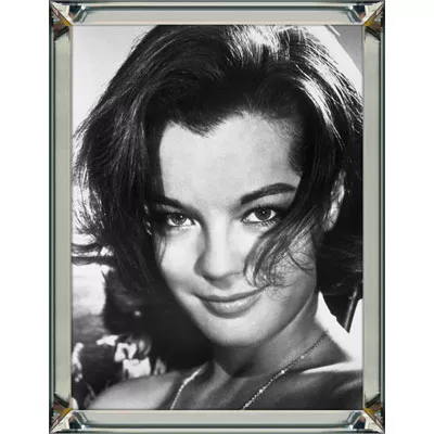 Wandbild schwarz-weiß Bild Romy Schneider 60x80 Rahmen Pearl