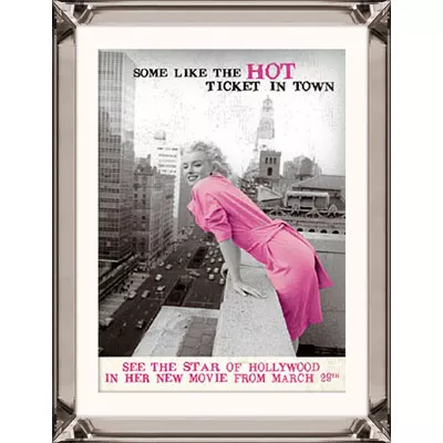 Marilyn Monroe Filmplakat "Manche mögens heiß" Wandbild Bild schwarz-weiß pink I 60x80 im Rahmen