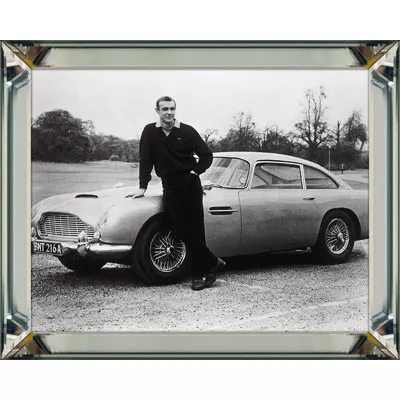Wandbild schwarz-weiß Bild Foto Sean Connery im Bilderrahmen 50x40 Spiegelbilderrahmen