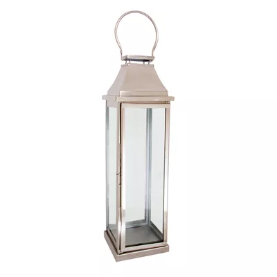 Silberne Laterne aus Edelstahl Deko-Laterne Windlicht 21x21x61.5