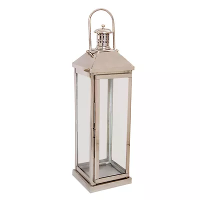 Windlicht Laterne Edelstahl Laterne silberne Laterne 18x18x65