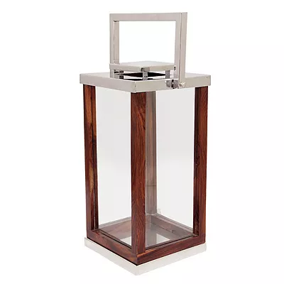 Gartenlaterne Windlicht aus Holz Laterne 21,5x21,5x35