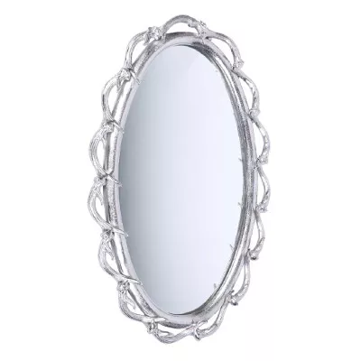 Spiegel Geweih Wandspiegel Oval Flurspiegel 41x8x67cm in Alu/Nickel im Nickel Finish