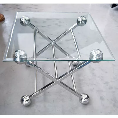 Center Tisch mit Glas 61x61x57 cm