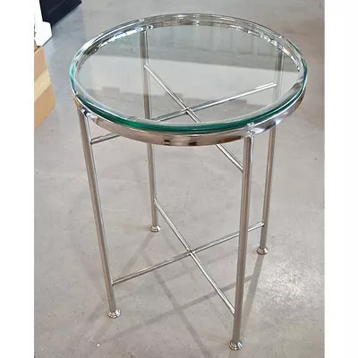 Runder Beistelltisch mit Glas 51x70 cm