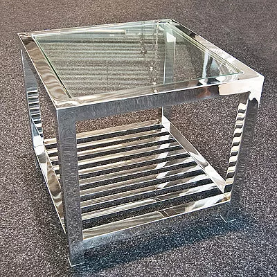 Center Tisch mit Glas 55x55x49 cm