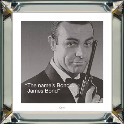 Bild Wandbild James Bond Zitat schwarz-weiß 40x40 im Bilderrahmen Spiegel
