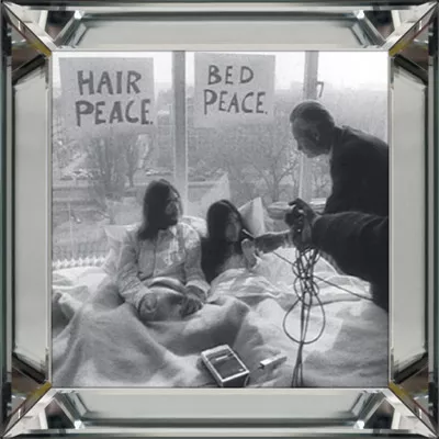 Bild Wandbild The Beatles Lennon schwarz-weiß Foto 40x40 