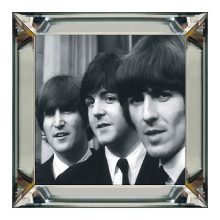 Wandbild Bild schwarz weiß The Beatles  40x40 im Rahmen Spiegelrahmen