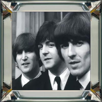 Wandbild Bild schwarz weiß The Beatles  40x40 im Rahmen Spiegelrahmen