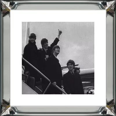 Wandbild Foto schwarz weiß The Beatles 40x40 mit Bilderrahmen Spiegelbilderrahmen