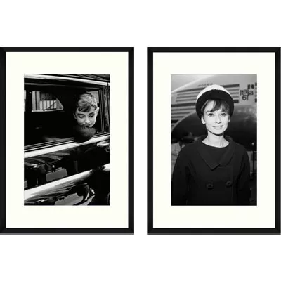 Wandbild Audrey Hepburn schwarz-weiß Bild Vintage 2er Set 100x70