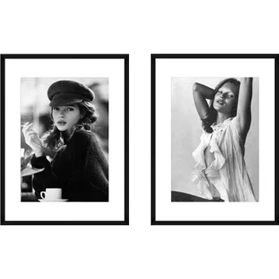 Kate Moss Bild Wanddeko Foto schwarz weiß 2 er Set 80x120 
