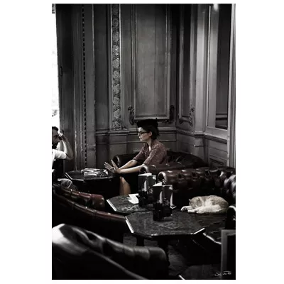 Frau in der Bar Vintage Wandbild Leinwand Fotoleinwand Wanddekoration 80x120
