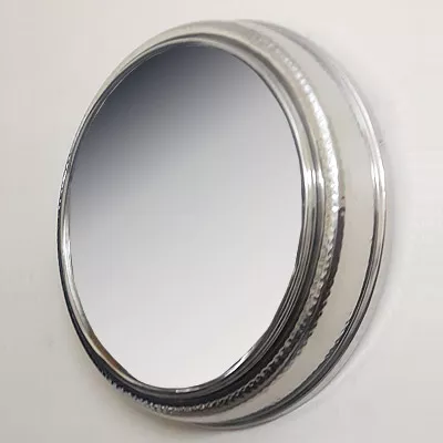 Runder moderner Wandspiegel mit Glasrahmen Flurspiegel D55 H10 aus Nickel/Glas im Nickel Finish