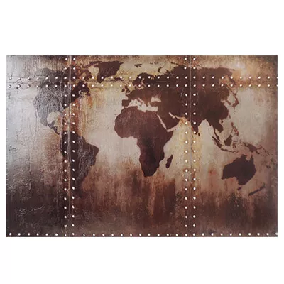 Weltkarte Vintage 3D Wanddekoration Metall Leinwand 120x80.5