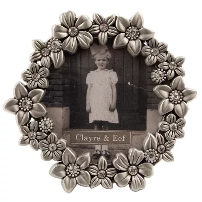 Clayre & Eef Fotorahmen Bilderrahmen "Blumen" rund