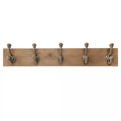 Clayre & Eef Garderobe Holz mit 5 Haken 65x10x12 cm