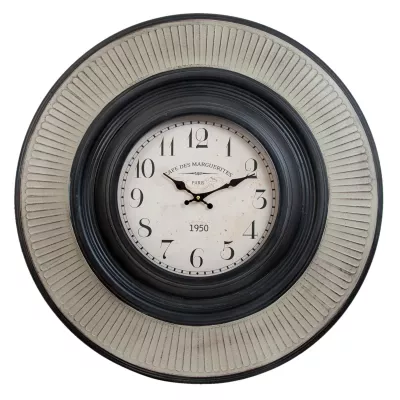 Clayre & Eef Wanduhr schwarz ca. Ø 75 x 8 cm