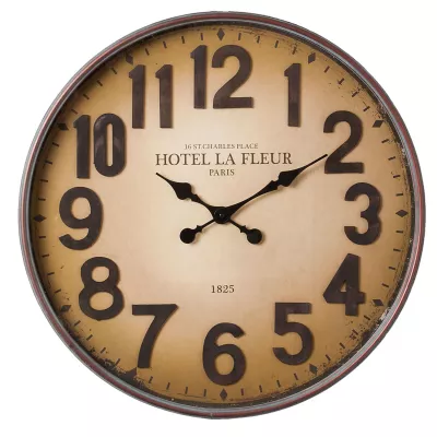 Clayre & Eef Retro Uhr "Hotel La Fleur" Ø 60x6 cm 