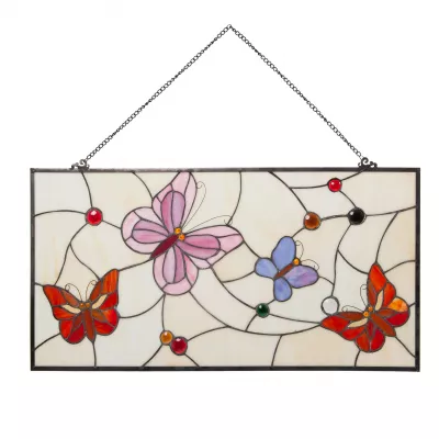 Clayre & Eef Tiffany Fenster Schmetterlinge Lyon 80x40 cm