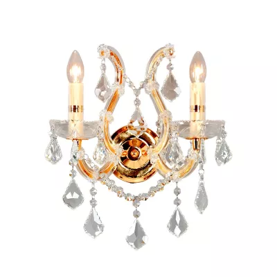 Clayre & Eef Wandlampe kristal 2-lichts goud 40 x Ø 35 cm 2x E14/40w
